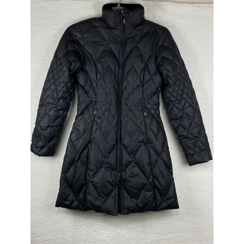 Eddie Bauer Women's S Black Diamond Quilted Goose Down Parka Jacket Sun Valley